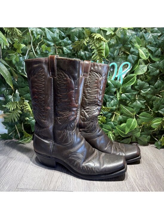 VTG Wrangler Patent Leather Thunderbird Cowboy Boots Rainbow Peacock Mens 12 D main image 8